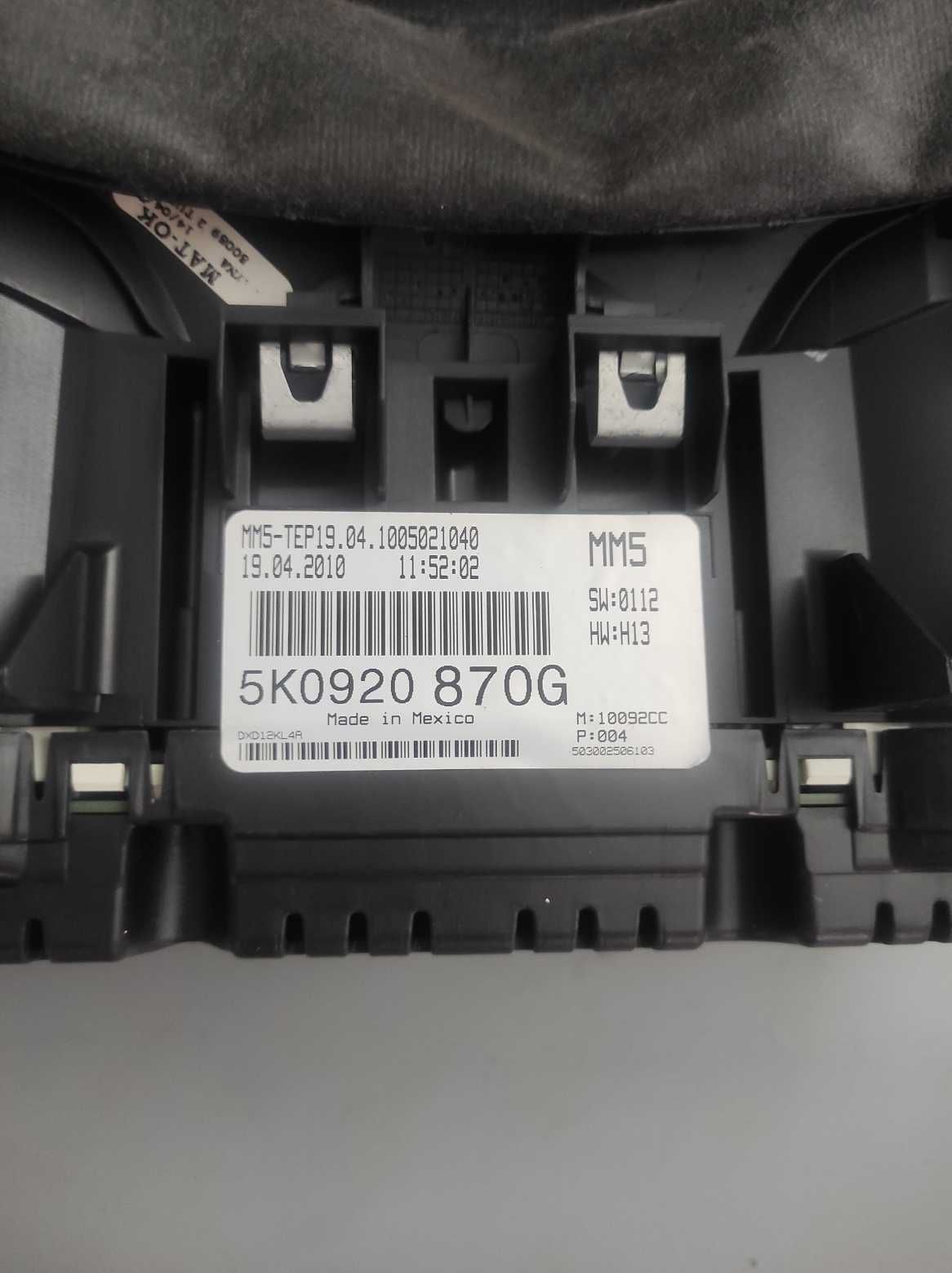 Licznik, Zegar VOLKSWAGEN GOLF VI, Rok 2008-13, OE: 5K0920.870G
