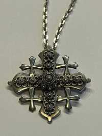 Srebrny Krzyż wisiorek z łańcuszkiem - Jerozolima