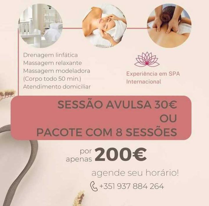 Massagem modeladora, relaxante e Drenagem linfática