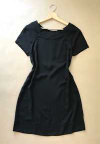 Elegancka czarna sukienka z krótkim rękawem rozmiar 36 S Quiosque