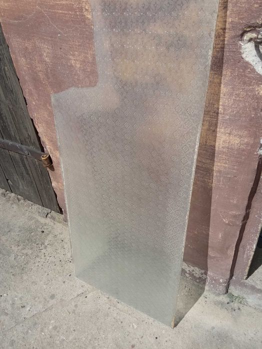 Szyba PRL ornament ozdobna z demontażu drzwi