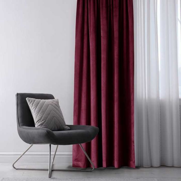 Zasłona welurowa velvet szarfa upi. na taśmie wave multi 140x270 Bordo