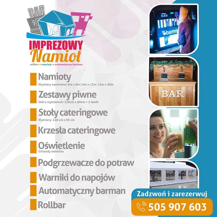 Wynajem Namiotów Imprezowych - Wyposażenie -Drink Bar BARMIX - Rollbar