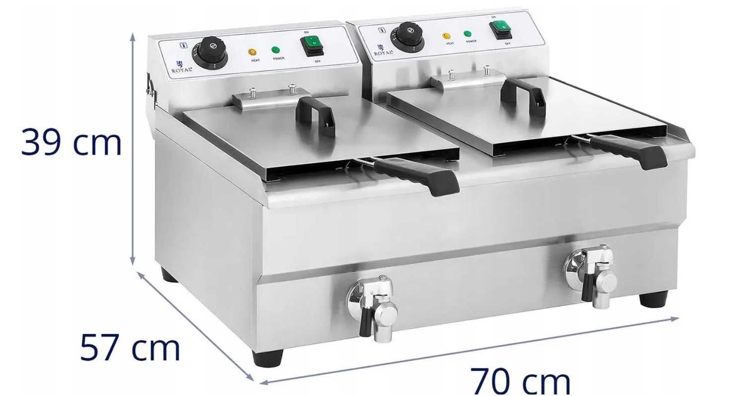 Duża FRYTOWNICA 2x 16L Dwukomorowa Royal Elektryczna Frytkownica