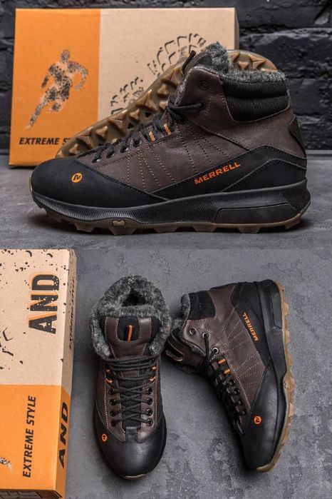 Кросівки чоловічі зимові шкіряні на хутрі Merrell GQ 40-45р Black Brow