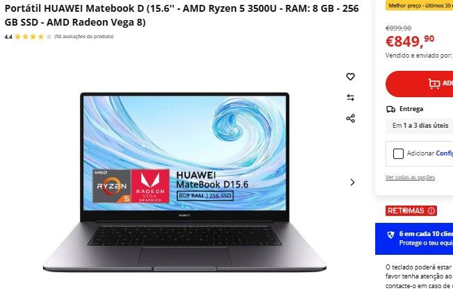 Portátil Huawei MateBook D15