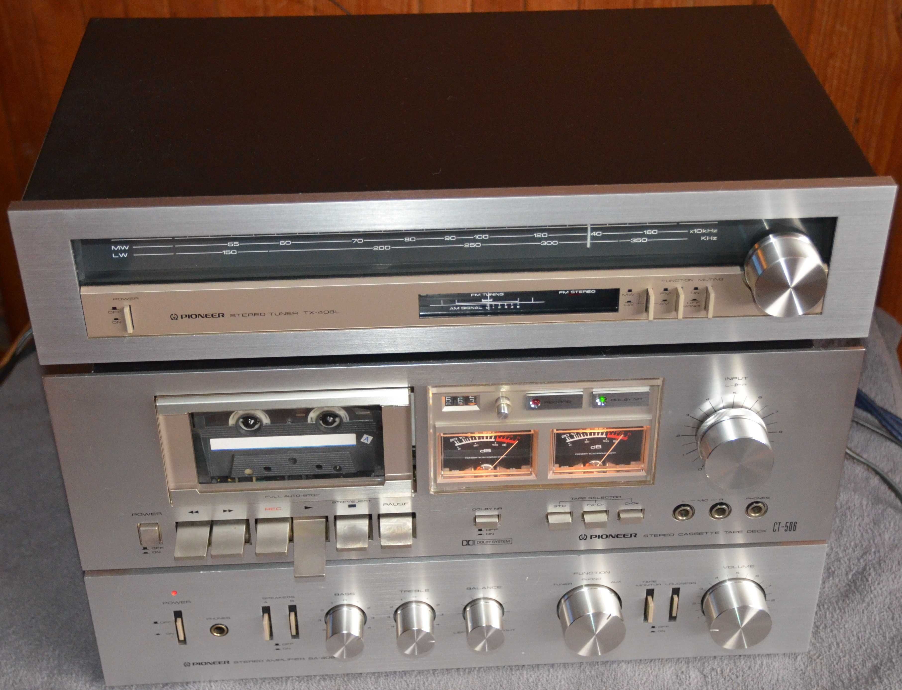 Vintage Pioneer wieża HiFi SA-408 CT-506 TX-408L wzmacniacz deck tuner