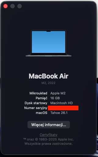 MacBook Air M2 16GB/256GB Północ | GWARANCJA do 06.2026! | Jak NOWY