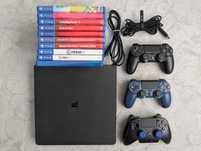 Sony PlayStation 4 Slim 1TB + 3 Pady (w tym Razer Raiju PS4) + 6 Gier