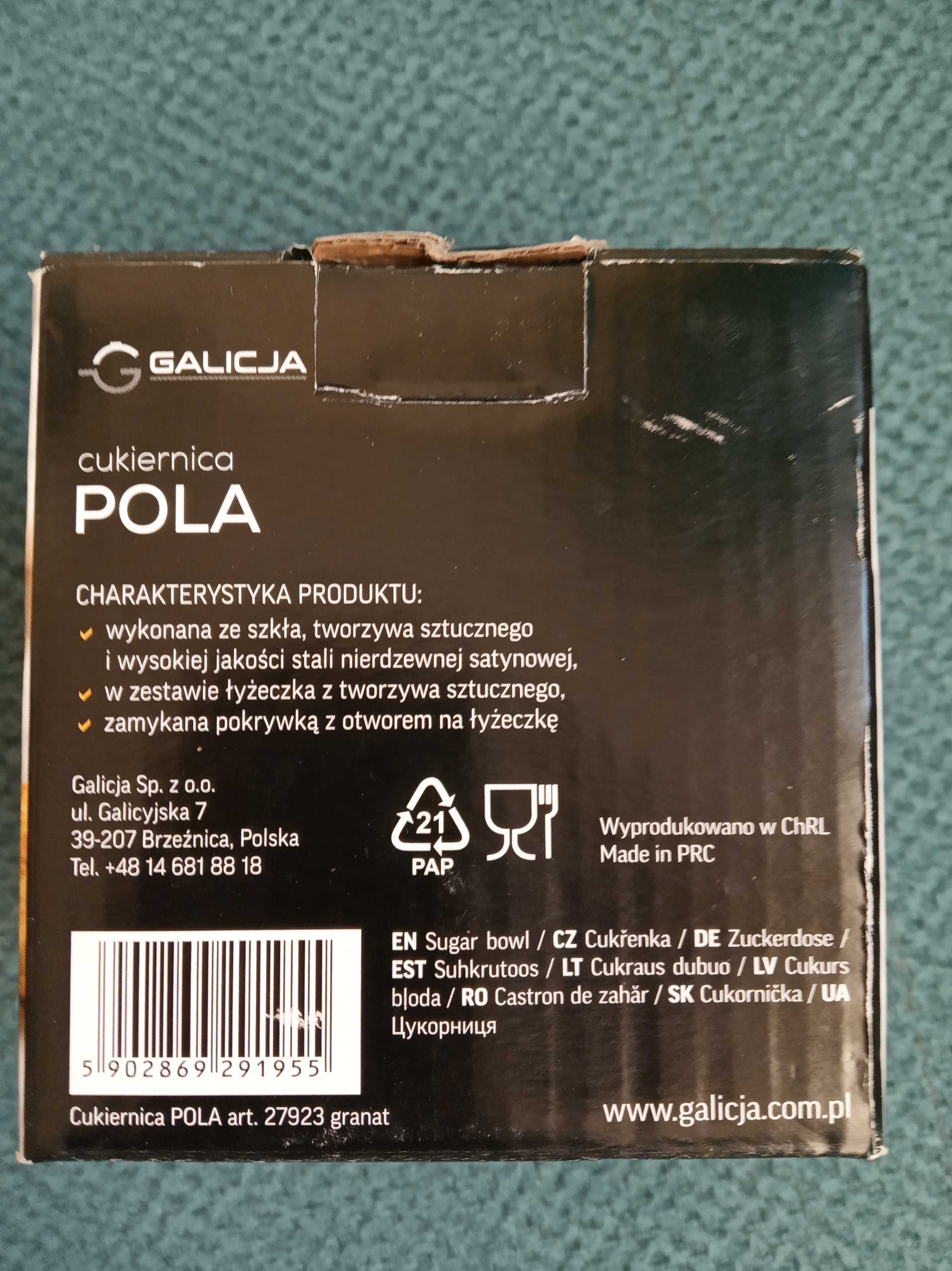 Cukiernica Pola Galicja 270 ml szkło, stal, tw. sztuczne NOWA