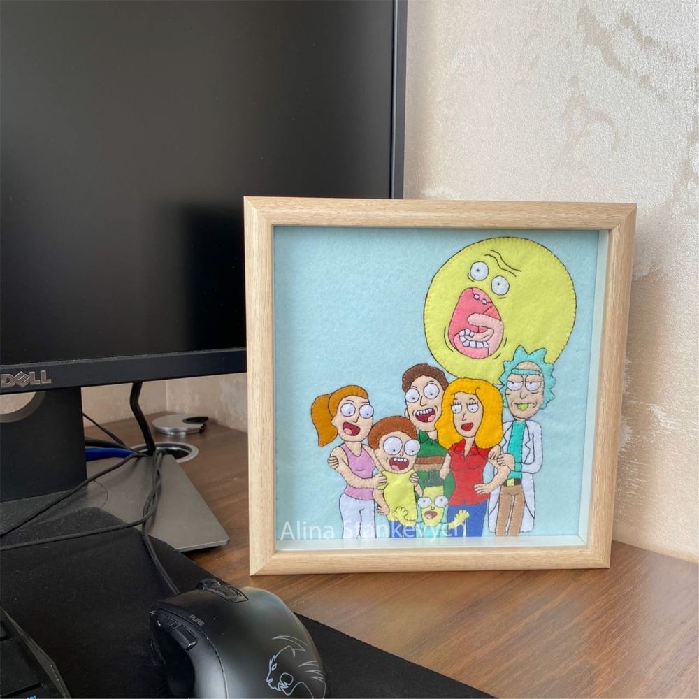 Картина з фетру Рік і Морті, hand made, подарунок Rick & Morty,