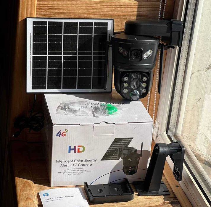 Автономна камера відеонагляду 4G IP WIFI сонячна панель 8.0мп v380pro