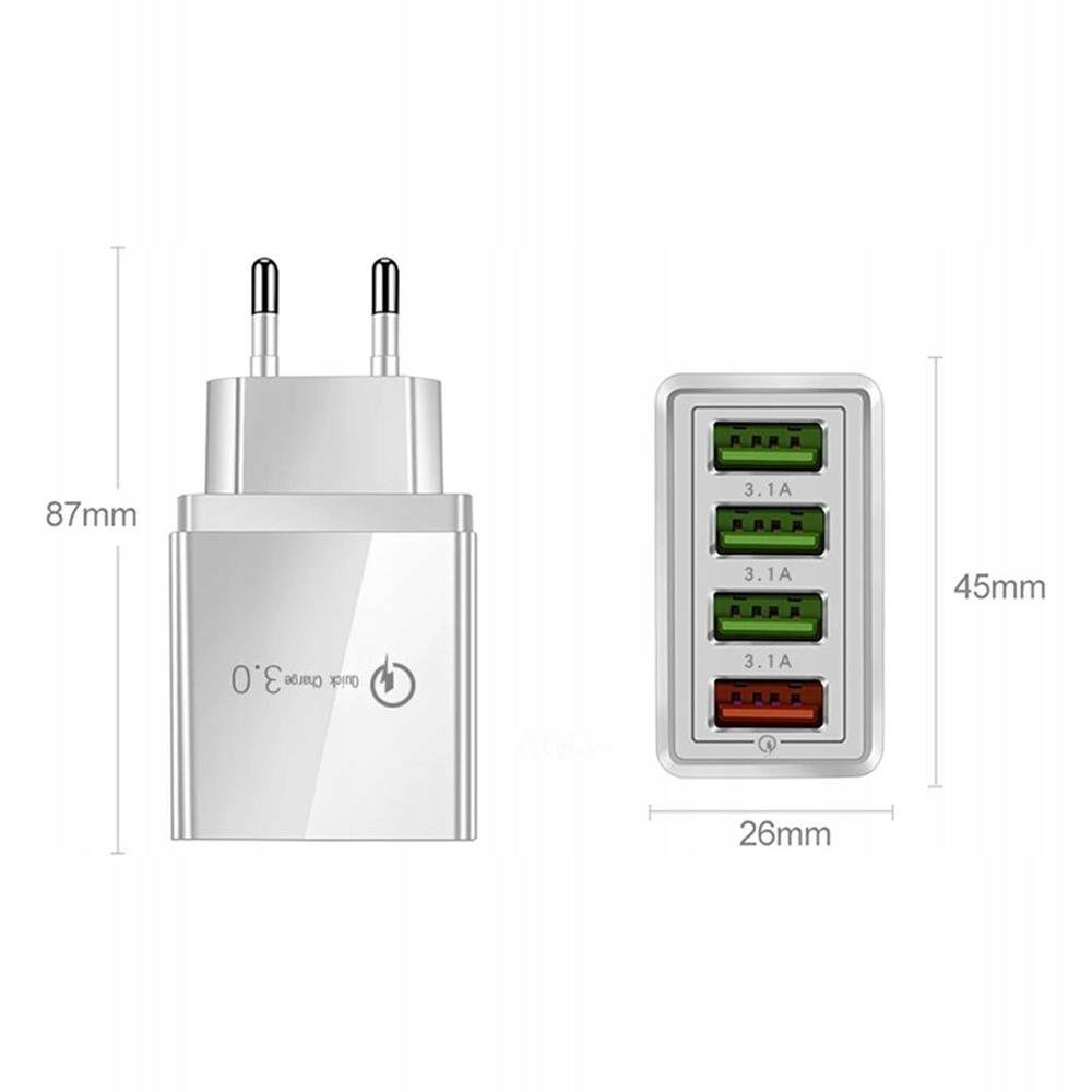 Ładowarka sieciowa 4 x USB port 3.0 A