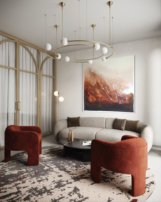 Obraz 3D minimal abstract art 120x110 brąz beż salon prezent