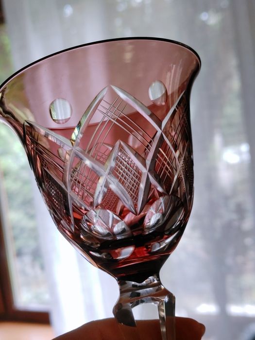 Kieliszek do wina remery kolorowe kryształowe PRL retro vintage