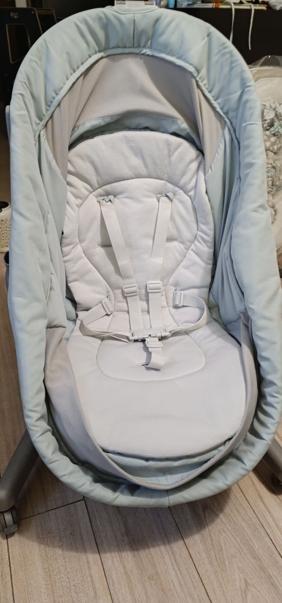 Chicco Łóżeczko Baby Hug AIR 4w1 Antique Sky + dodatki