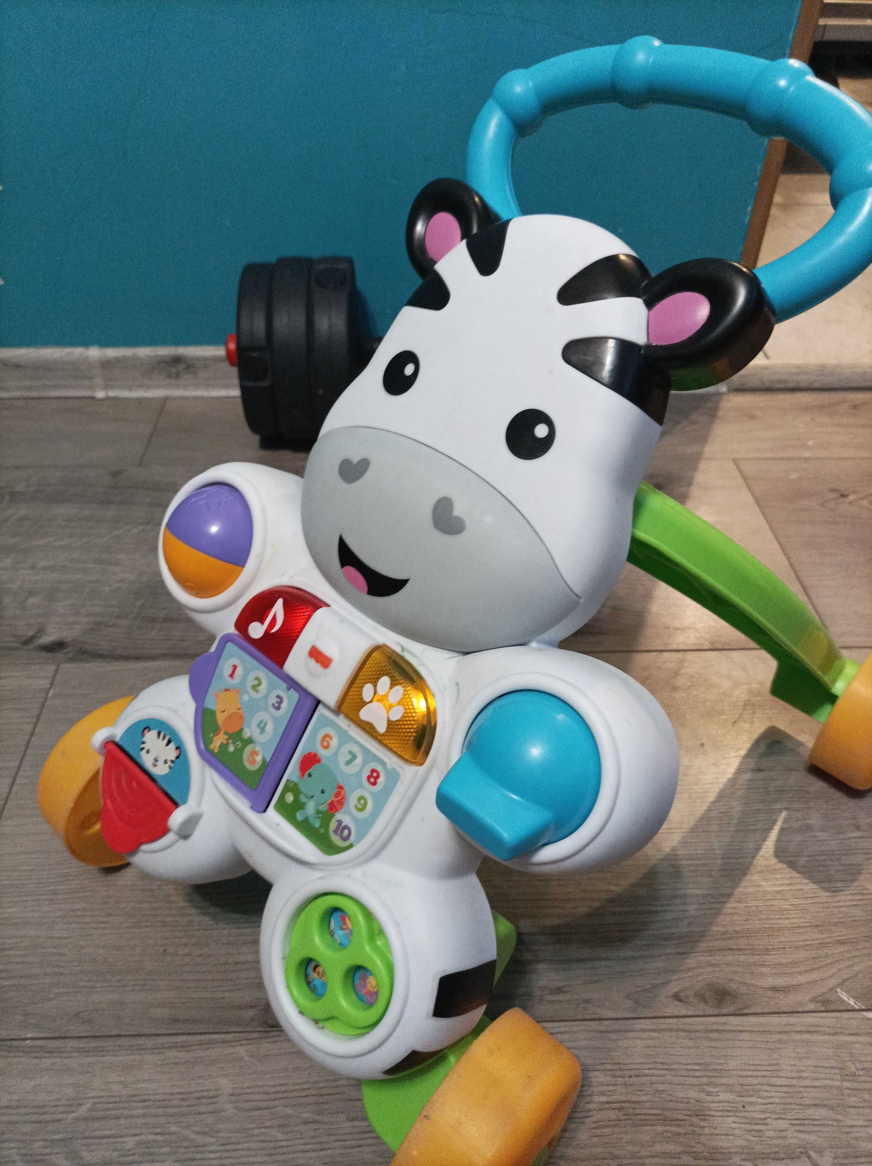 Pchacz fisher price jeździk zebra