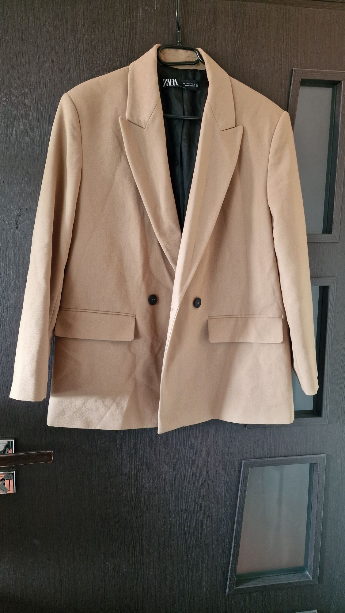 Marynarka damska beżowa Zara 36 S krój oversize klasyczna