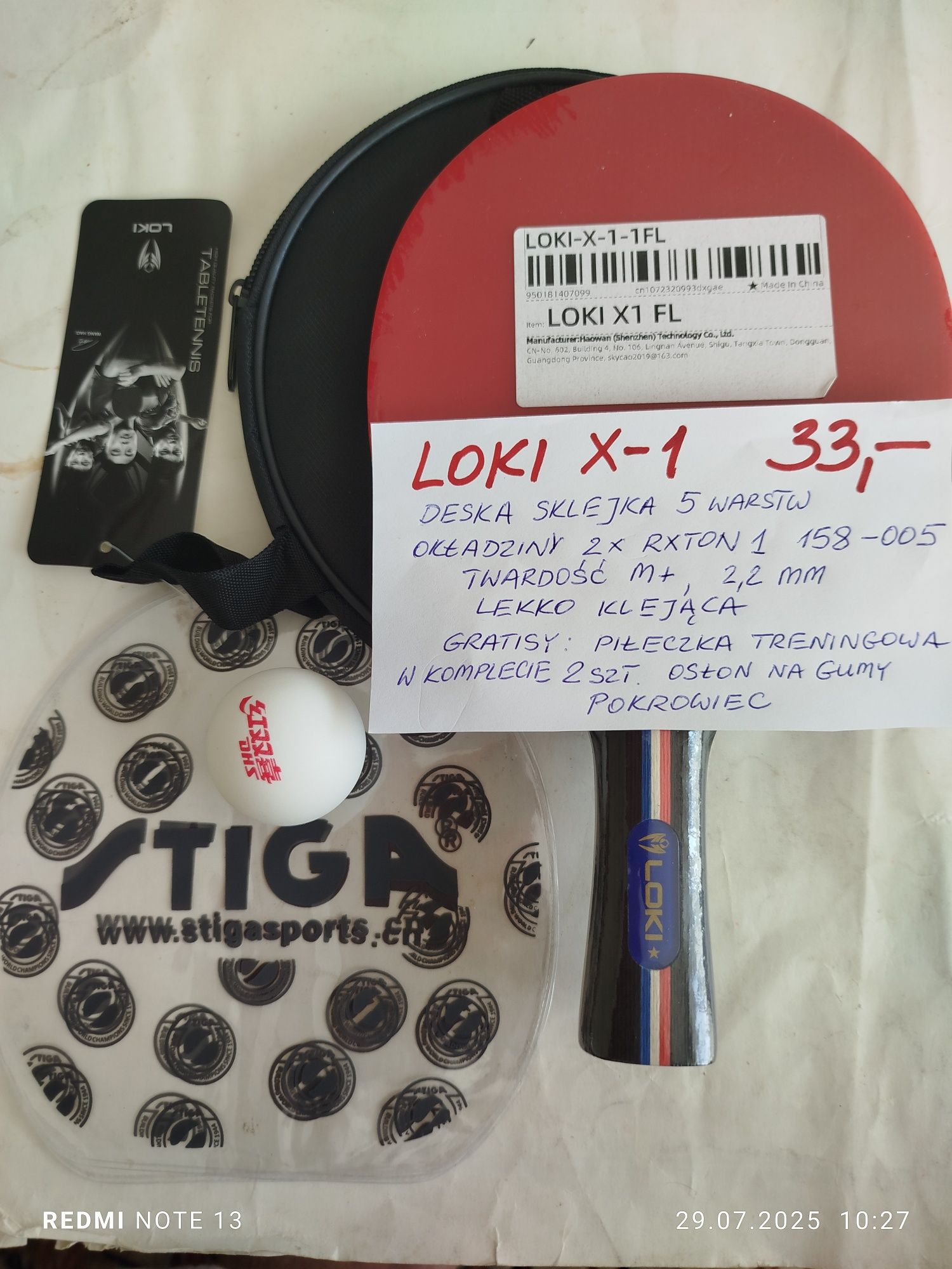 Rakietka Loki X-1 Rxton z pokrowcem i gratisami.