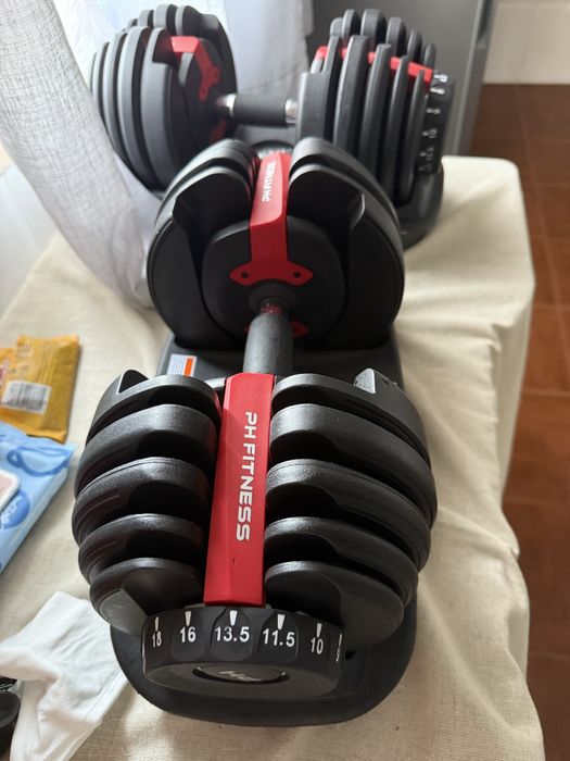 Halteres ajustaveis PH FITNESS (ate 24kg cada) - Tenho Banco.