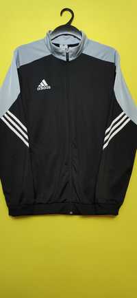 Bluza sportowa firmy Adidas na suwak czarno-siwa  w polysku