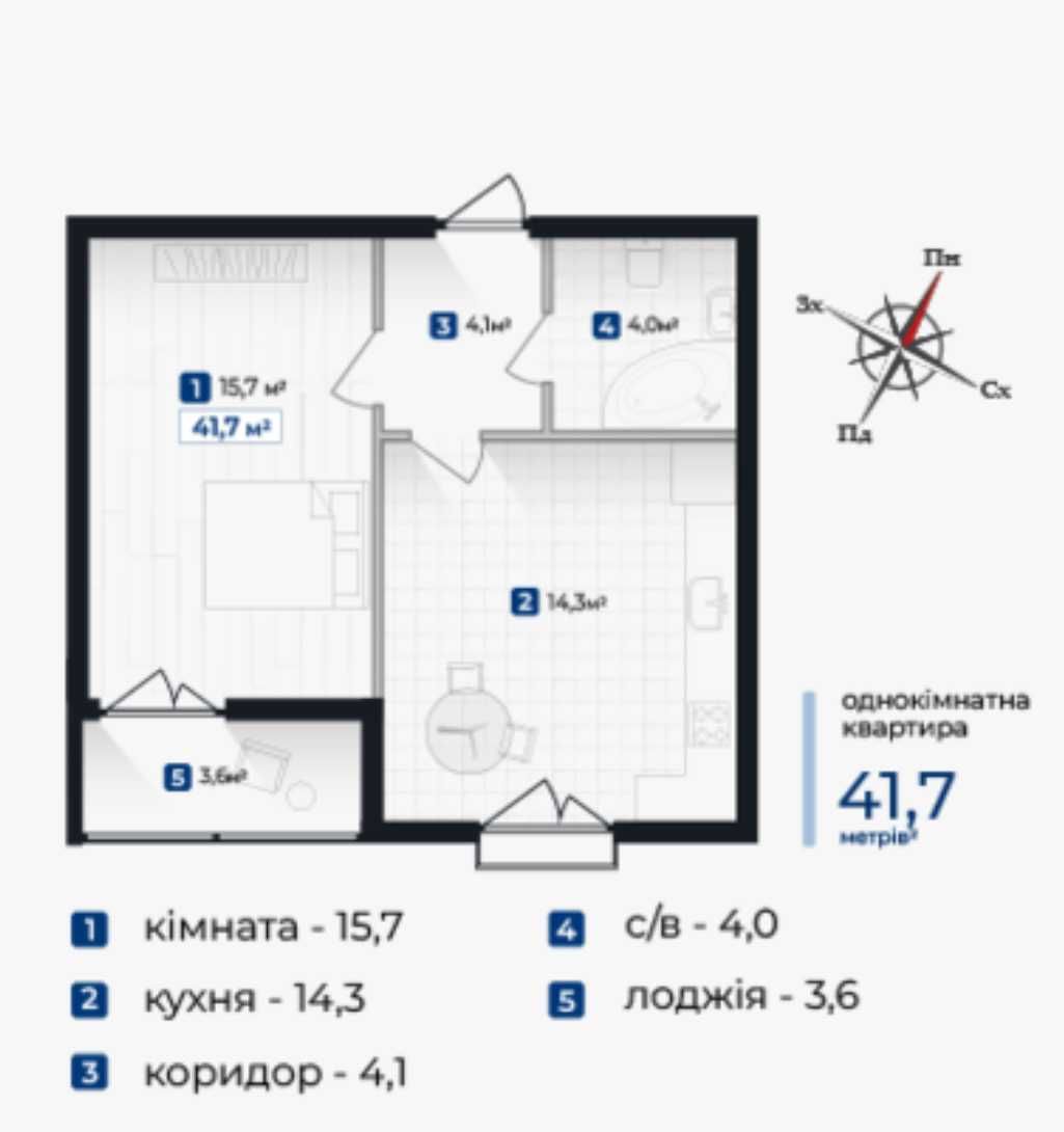 Готова 1кім квартира. ЖК Козацький біля озера та парку