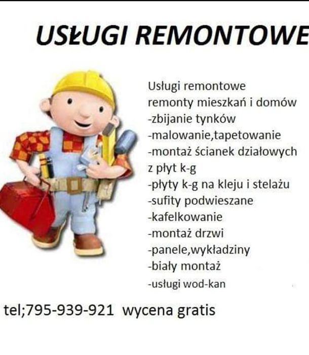 Usługi remontowe Montaż mebli