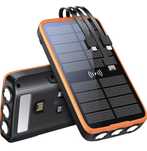 Потужний Powerbank з безконтактною зарядкою, фонарик, сонячна батарея