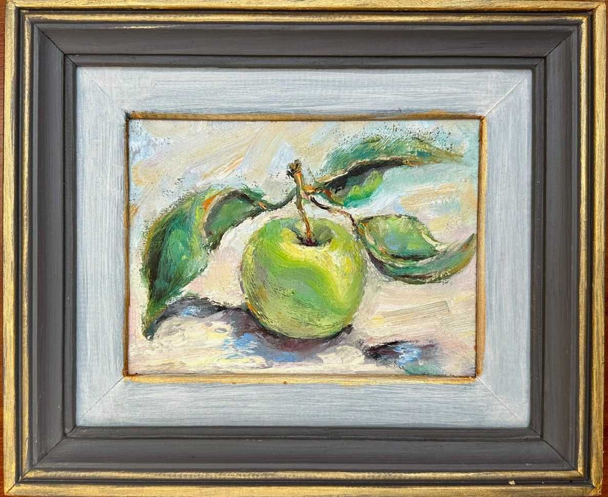 "Retrato de uma maçã", 2020 - pintura a óleo sobre cartão, emoldurada