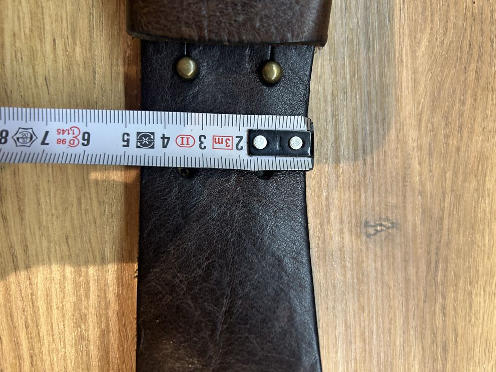 Pasek brązowy skórzany Vintage 85 cm