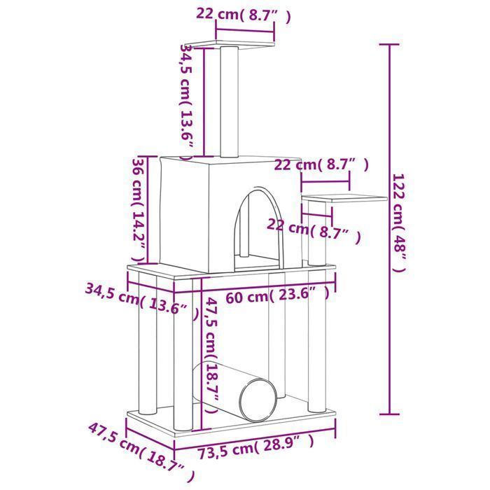 Vidaxl Drapak Dla Kota, Z Sizalowymi Słupkami, Jasnoszary, 122 Cm