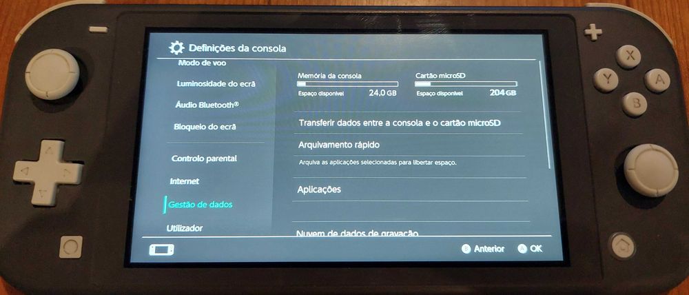 Nintendo Switch Lite+Cartão SD 256Gb+3 Jogos+Bolsa