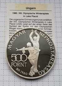 500 форинтів.1980р.Срібло. Сертифікат. Пруф. 39 грам.