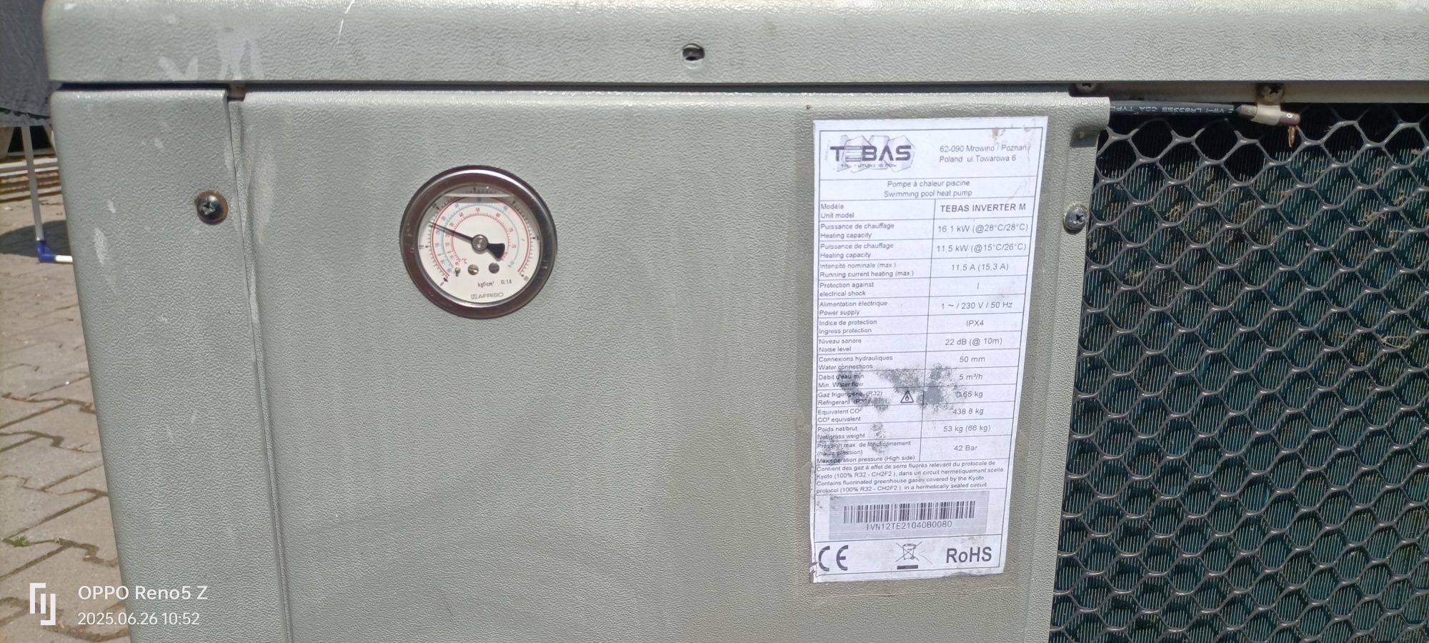 Basenowa pompa ciepła INWERTER do 80m3Tebas M 16.5 KW