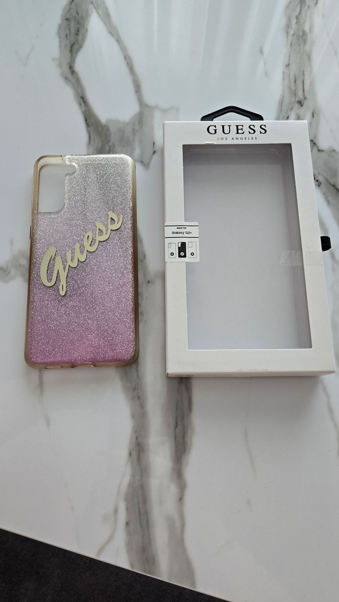 Etui Samsung Galaxy S21+ Plus Case Guess różowe brokat