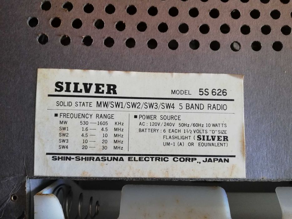 Radio Antigo 1965 Silver Modelo 5S 626 Made in Japan