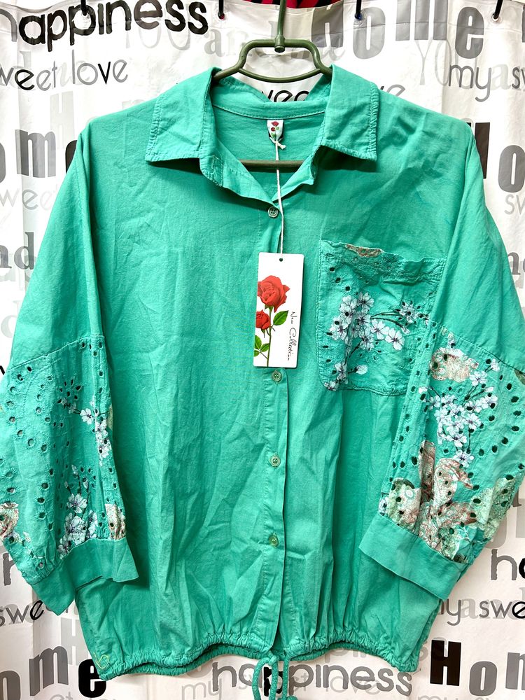 Блуза рубашка натуральная, хлопок, шитьё. Италия, 44-52