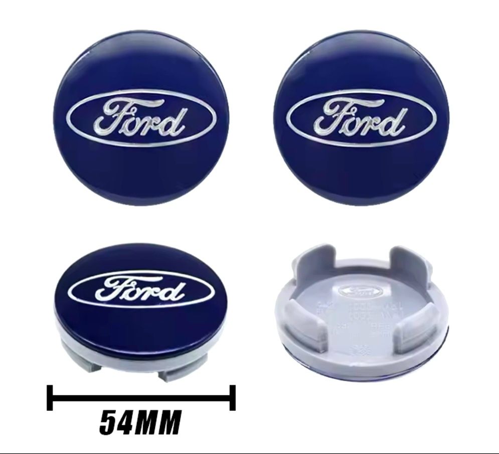 *NOWE* Dek'ielki 54mm FORD komplet 4szt. dekle zaślepki niebieskie