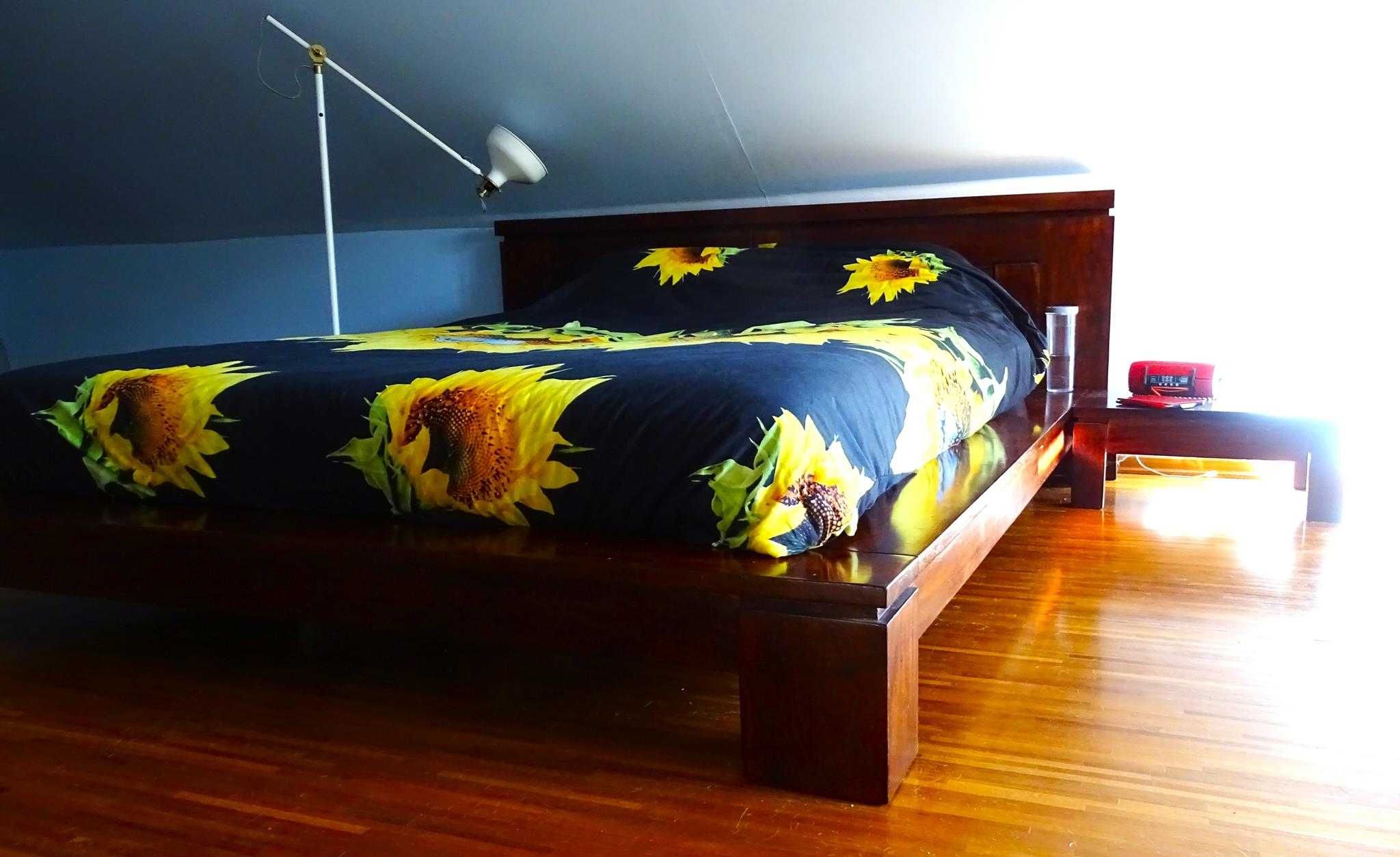 Łóżko kolonialne z litego drewna palisander 160x200 i 2 szafki nocne