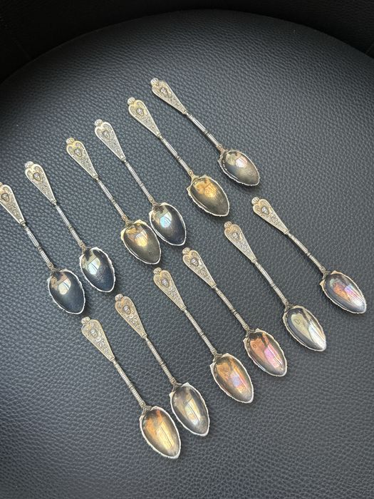 Antyczne łyżeczki 12szt ze srebra– Próba 800