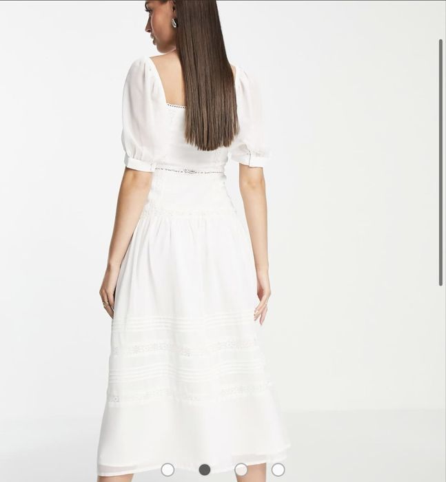 Asos biala sukienka maxi retro pinup aeterie koronkowa slubXS 34