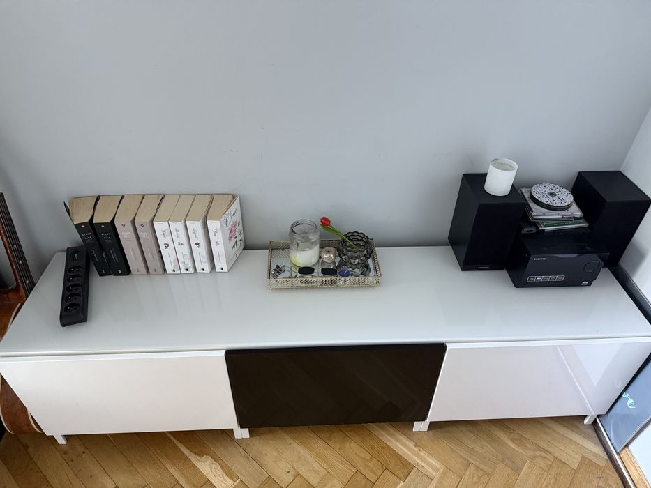 Szafka niska ikea 180/42 cm bialo czarna rtv