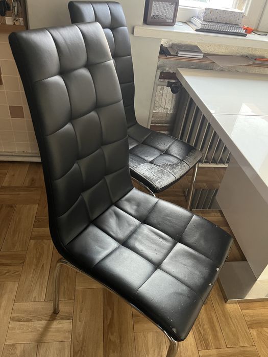 Stół rozkładany 120-160/80/75,5 biały plus krzesła