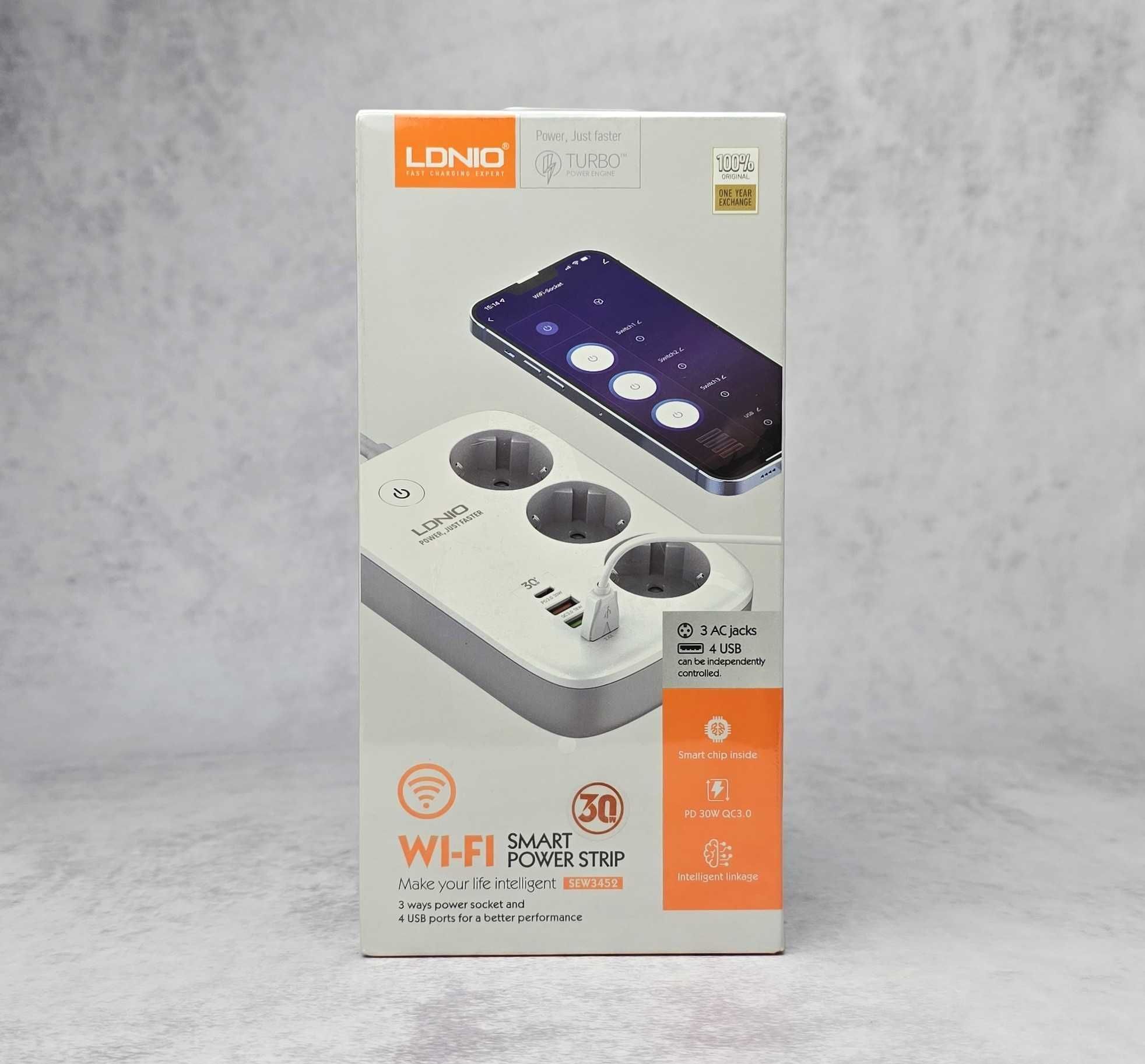 Мережевий фільтр LDNIO SEW3452 2M (3 розетки) PD 30W QC 18W WiFi Новий