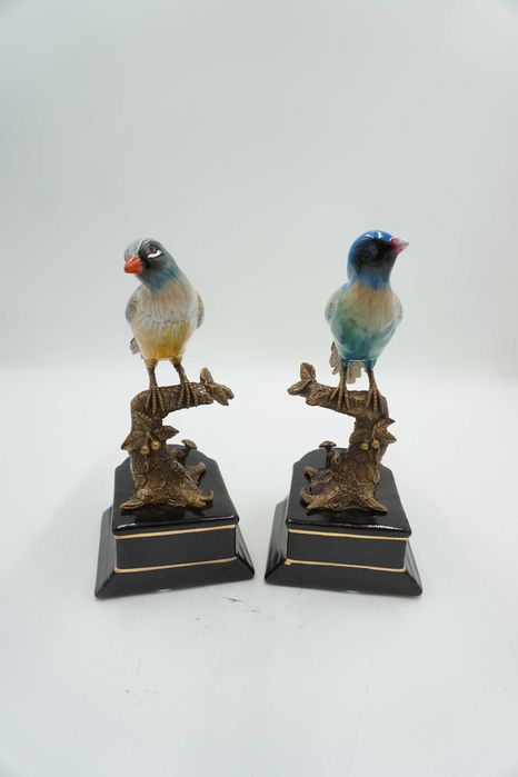 PODPÓRKI pod książki porcelana z brązem ptaszki