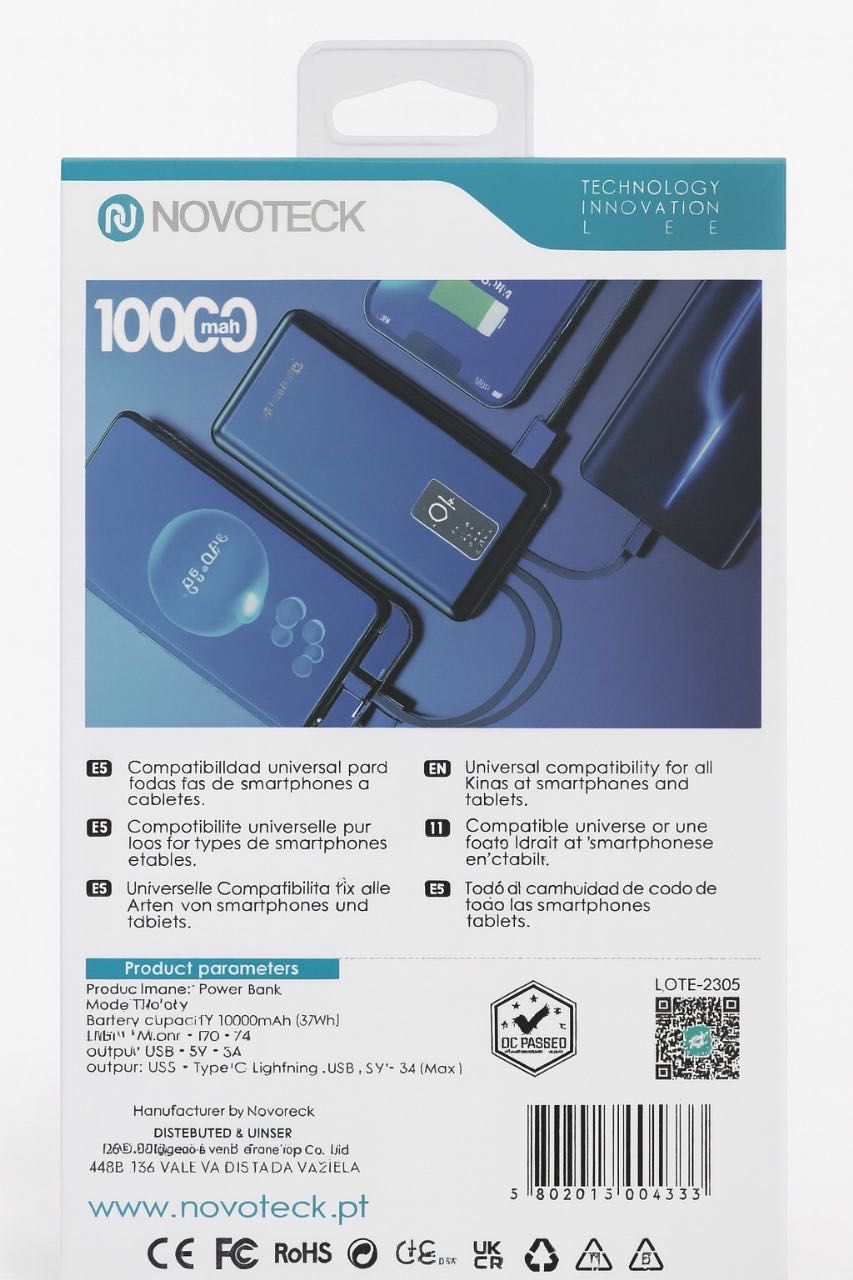 Power Bank NOVOTECK 10.000 mAh – Modelo PB-002
