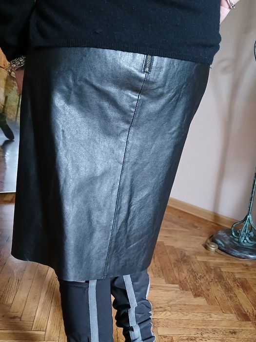 Спідниця натуральна шкіра М-шкіряна міді юбка