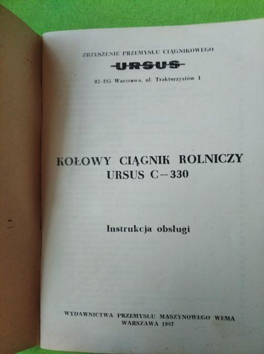 Instrukcja obsługi do Ursus C 330 PL 1987 oryginalna