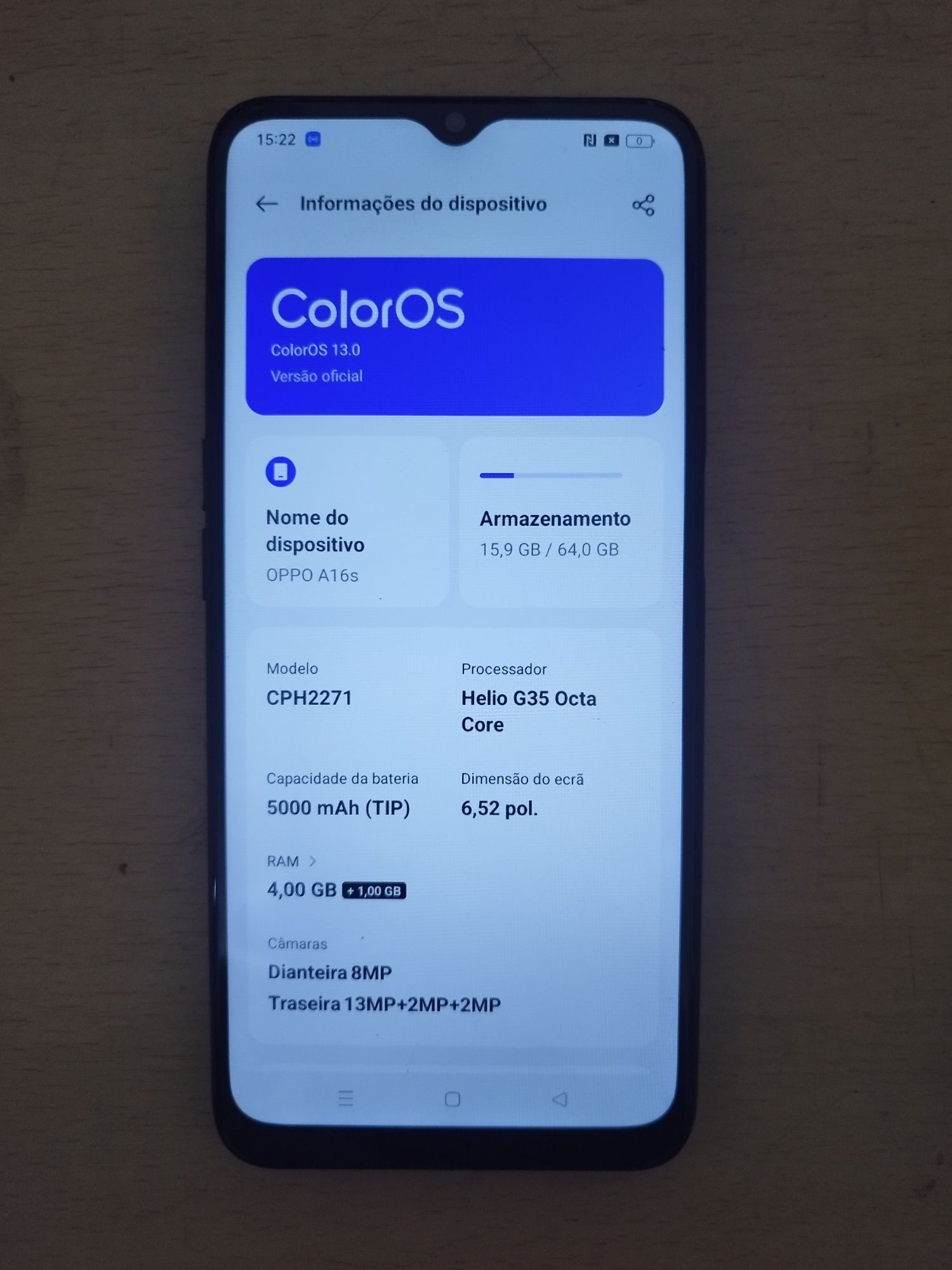 Telemóvel oppo A16 s