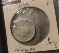 Polska srebrna moneta 1 zł żniwiarka 1924 autentyk